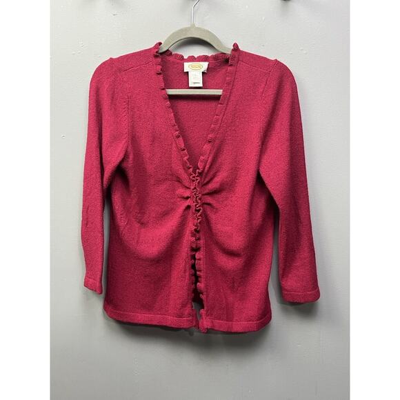 Talbots Cranberry Lightweight Cotton front Cardigan acrylic blend womens‎ small - Picture 1 of 5